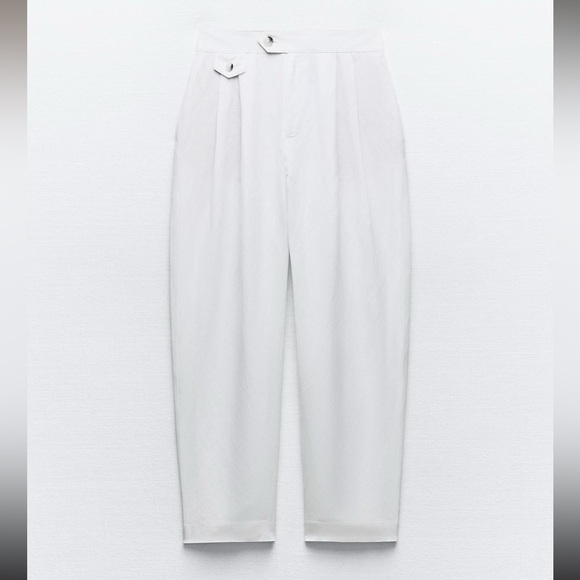 ZARA Linen Blend Pleated Pants - Picture 3 of 6